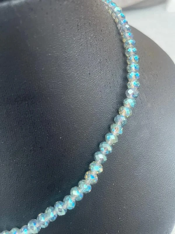 Collier et bracelet ton bleu vert reflet multicolore – photo 3